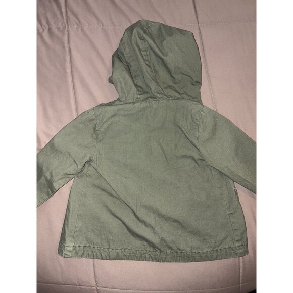 Baby Girls Old Navy Green Military Jacket 18-24 Months Army Green Snap Hoodie - Picture 4 of 4